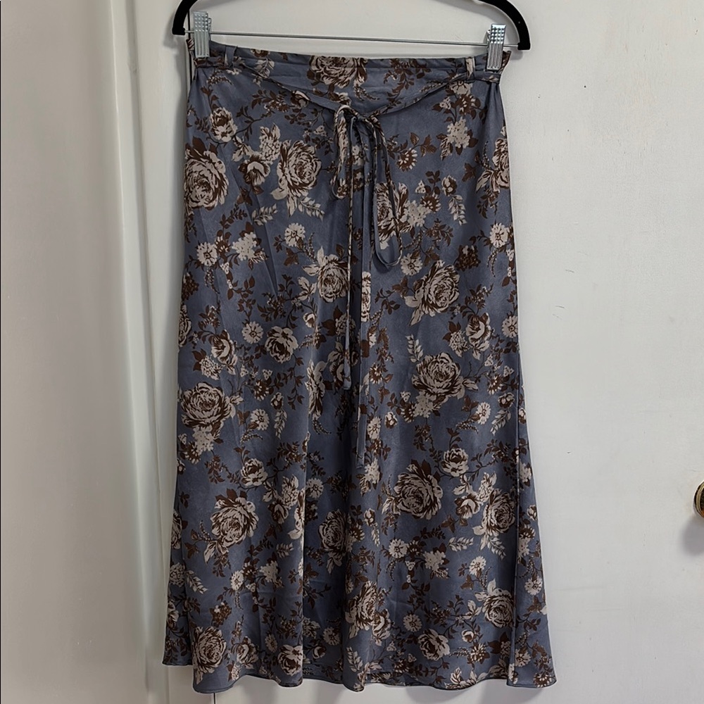 Floral Blue and Brown Skirt